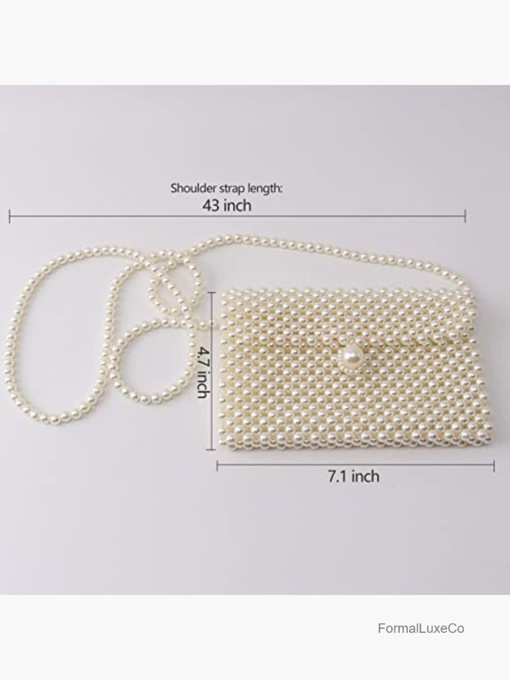 Pearl Beaded Clutch Evening Bag Crossbody Shoulder Purse Party Wedding - Picture 5 of 7